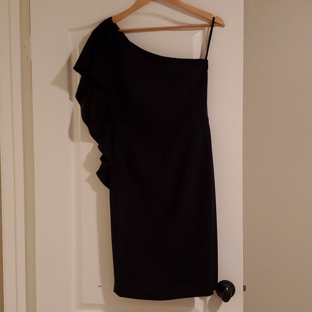 WHBM Black One Shoulder Dress